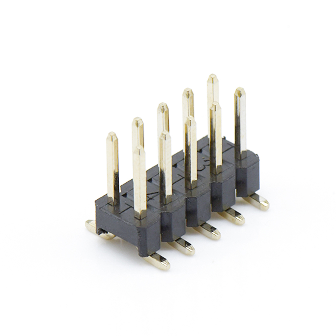 PH2541 排针连接器 Pitch 2.54mm 180°双排 SMT单塑 排针 2X05Pin 黑色 镀全金G/F