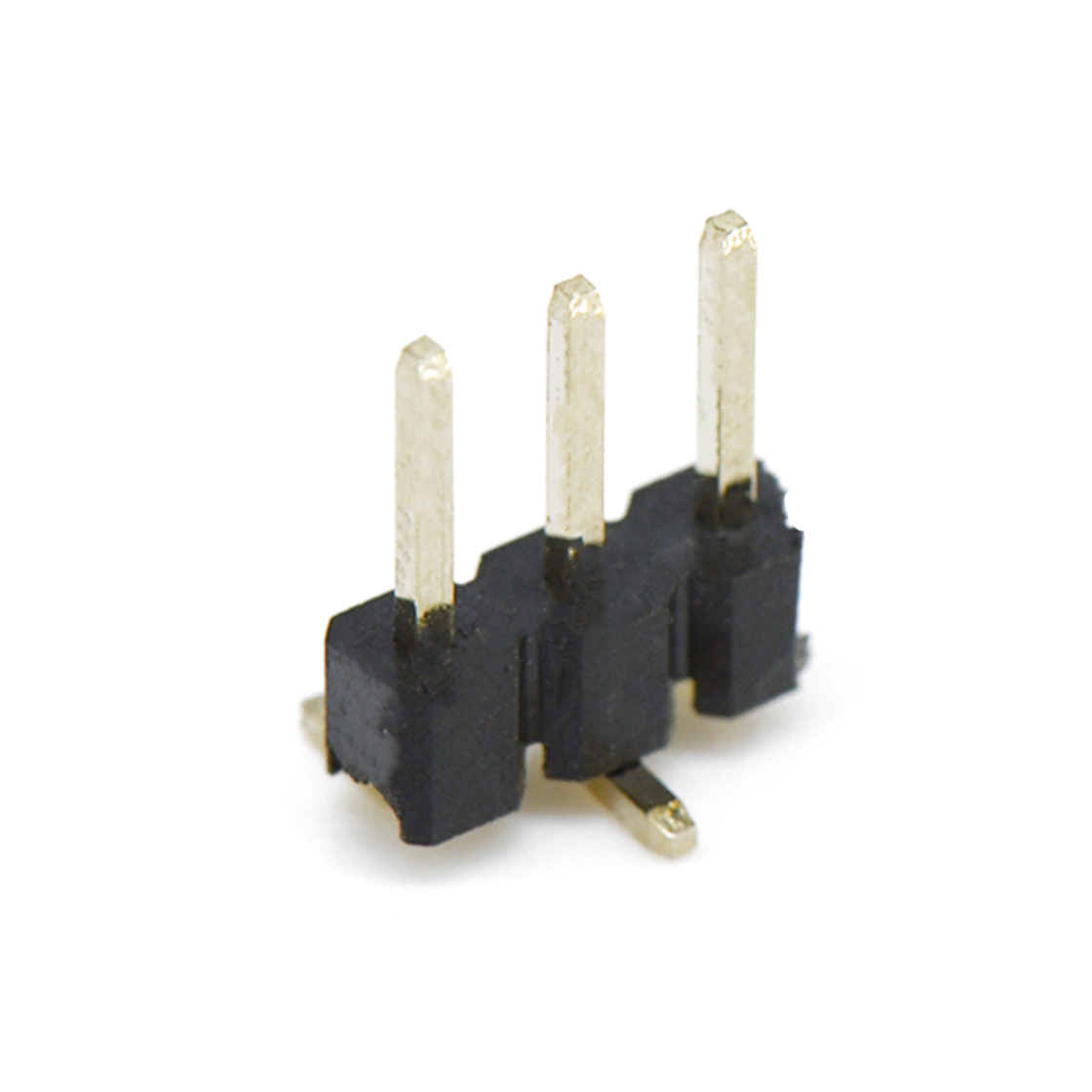 PH2541 排针连接器 Pitch 2.54mm 180° 单排 单塑排针 1X03Pin 黑色 镀全金G/F