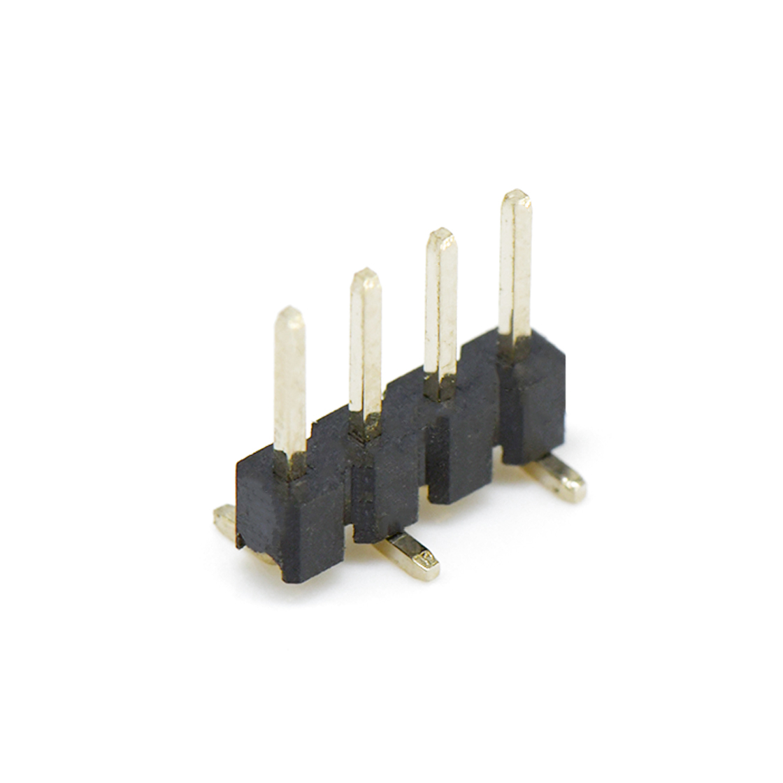 PH2541 排针连接器 Pitch 2.54mm 180° 单排 单塑排针 1X04Pin 黑色 镀全金G/F