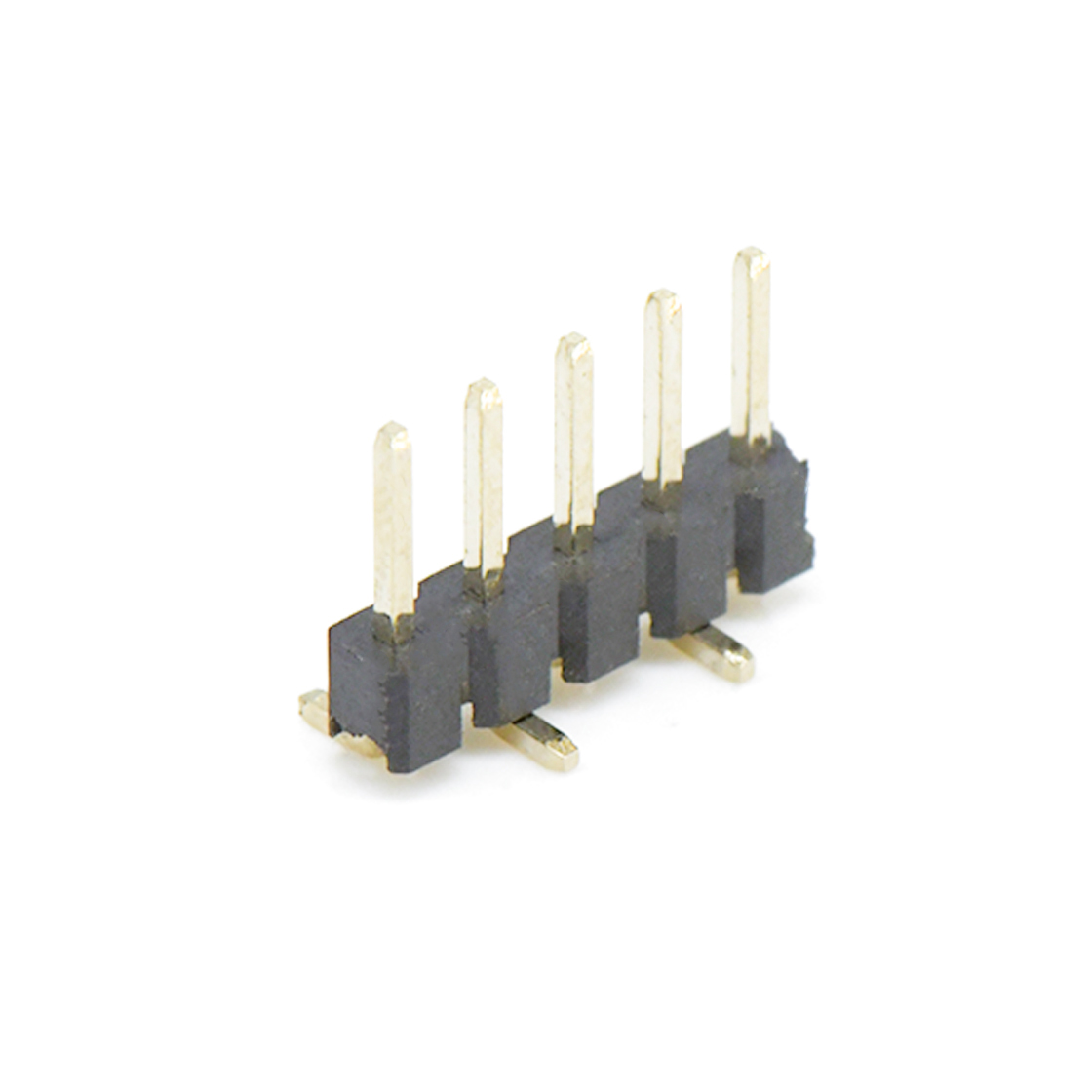 PH2541 排针连接器 Pitch 2.54mm 180° 单排 单塑排针 1X05Pin 黑色 镀全金G/F