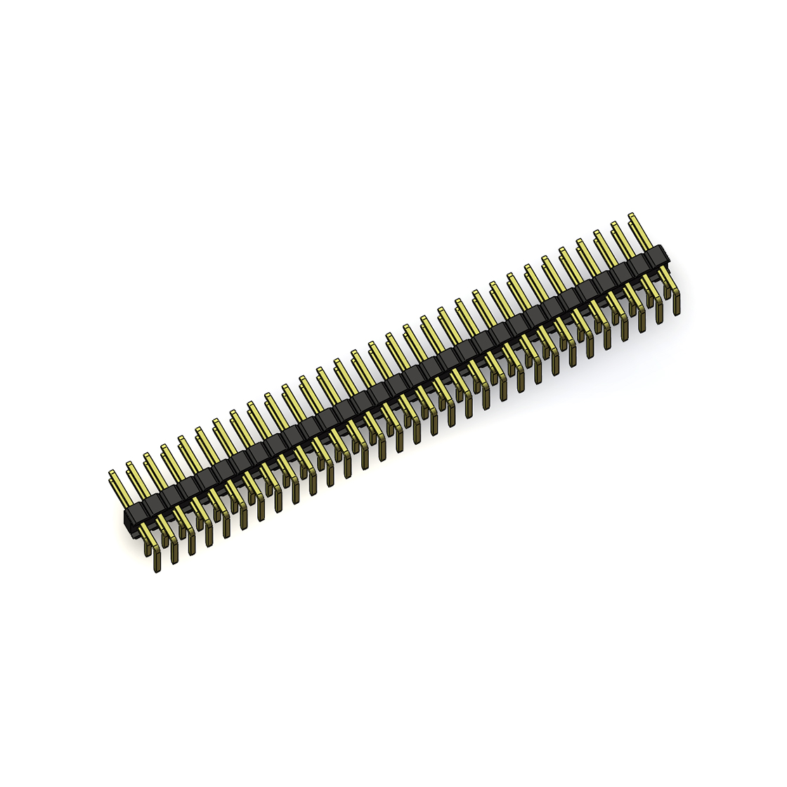 PH2541 排针连接器 Pitch 2.54mm 90° 双排 DIP 单塑排针 2X31Pin 黑色 PA6T，94V-0 镀全金G/F