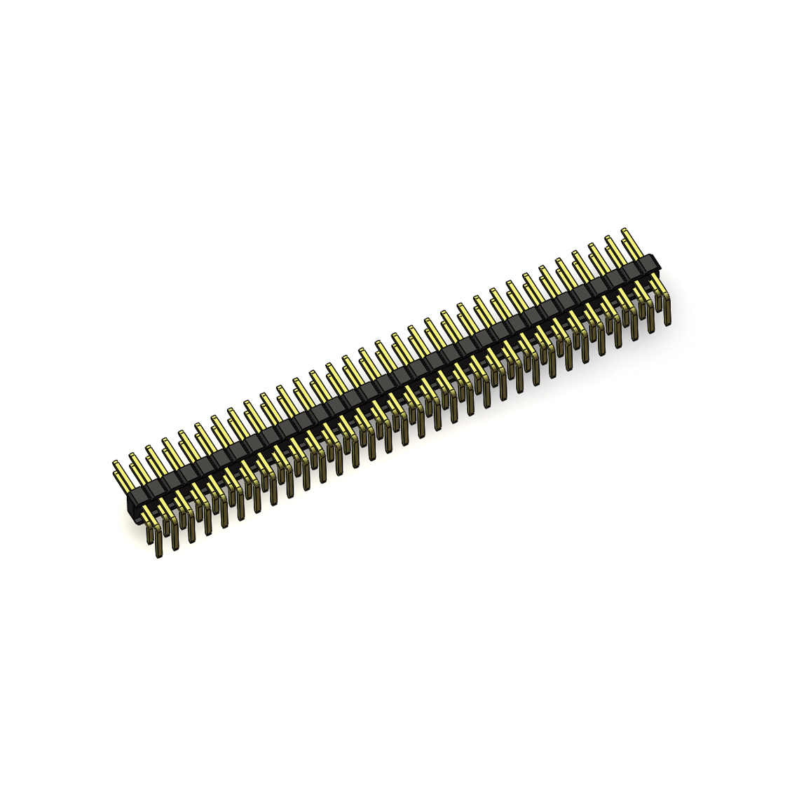 PH2541 排针连接器 Pitch 2.54mm 90° 双排 DIP 单塑排针 2X32Pin 黑色 PA6T，94V-0 镀全金G/F