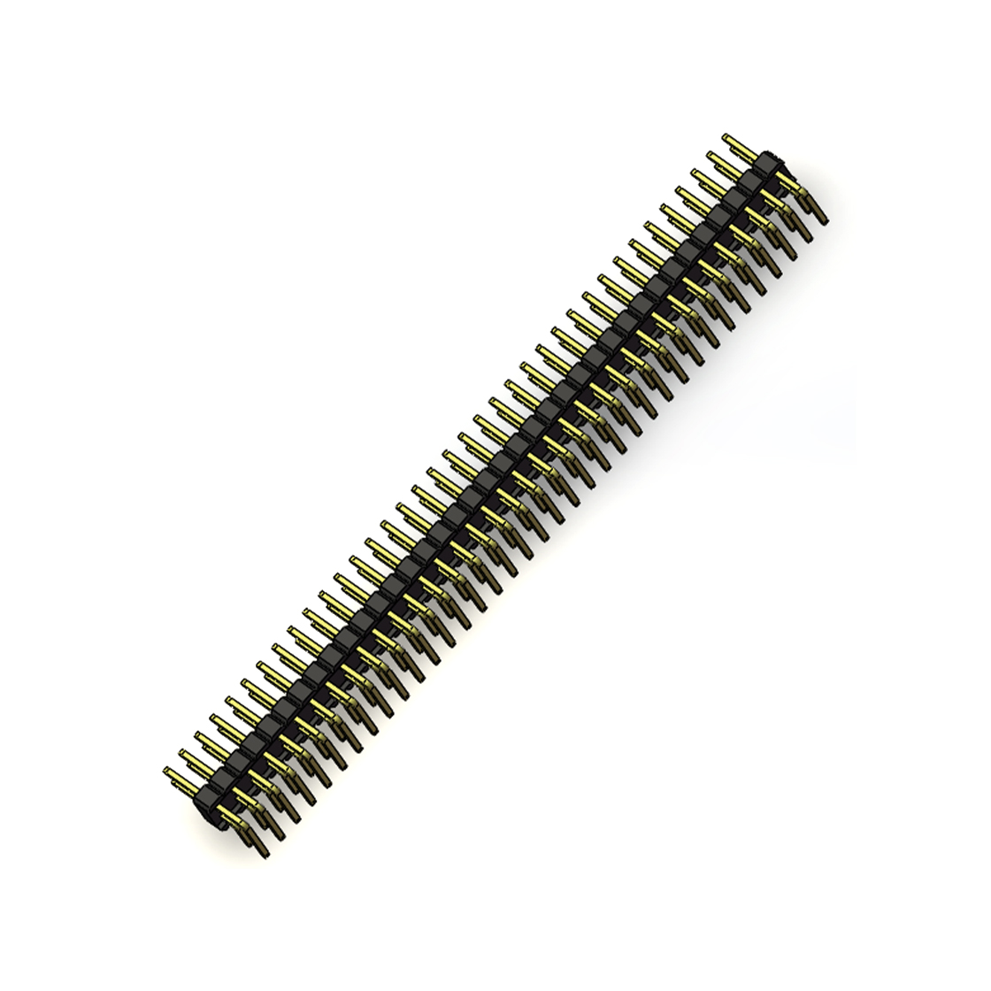 PH2541 排针连接器 Pitch 2.54mm 90° 双排 DIP 单塑排针 2X39Pin 黑色 PA6T，94V-0 镀全金G/F