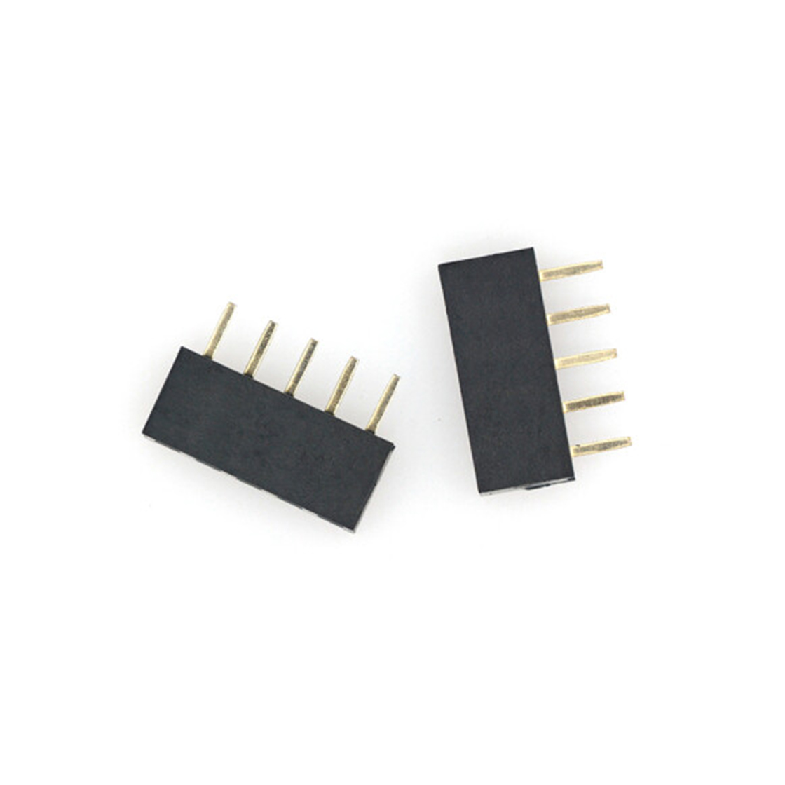FH2541 排母连接器 Pitch 2.54mm 180° 单排 DIP Y型排母 05Pin 黑色 镀全金G/F