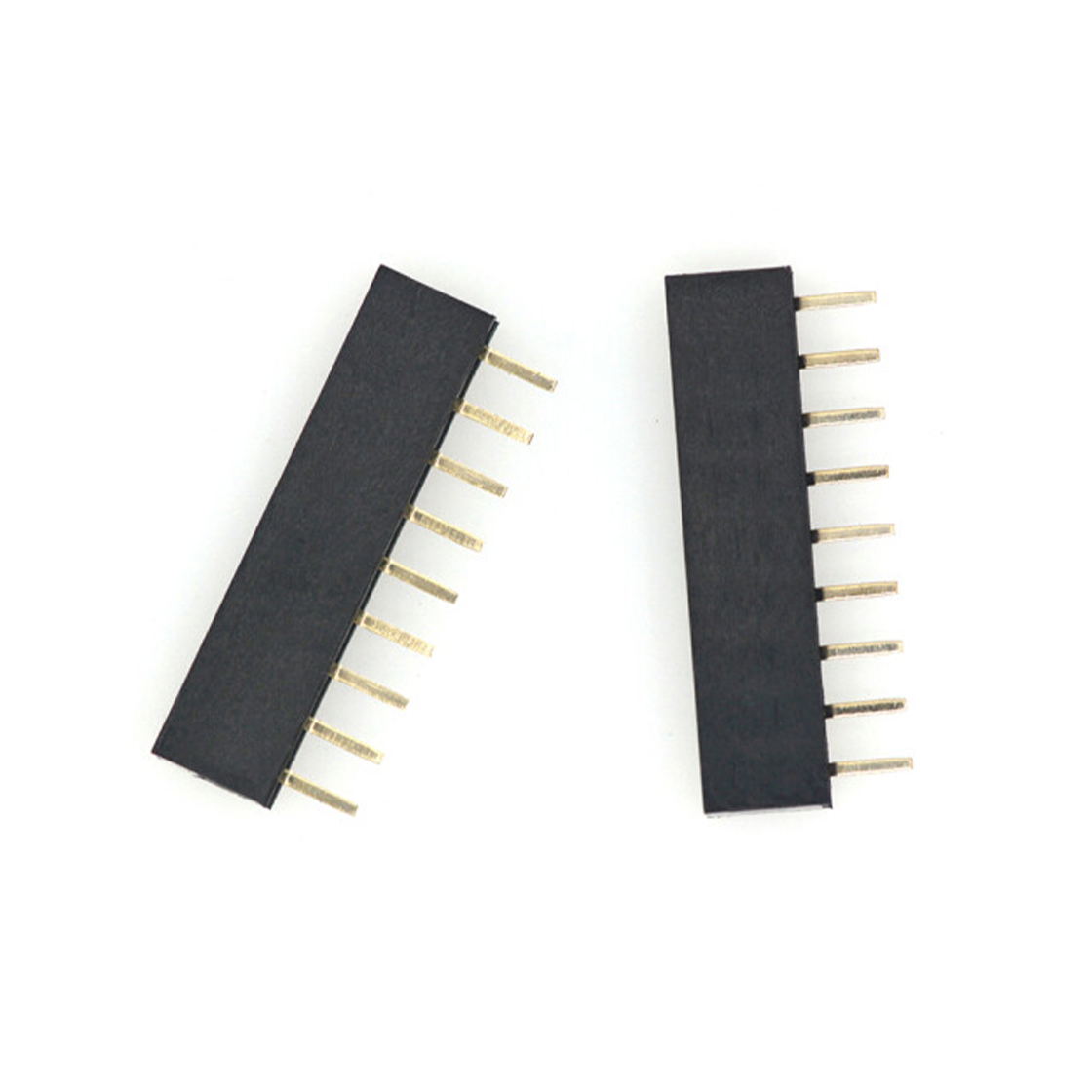 FH2541 排母连接器 Pitch 2.54mm 180° 单排 DIP Y型排母 08Pin 黑色 镀全金G/F