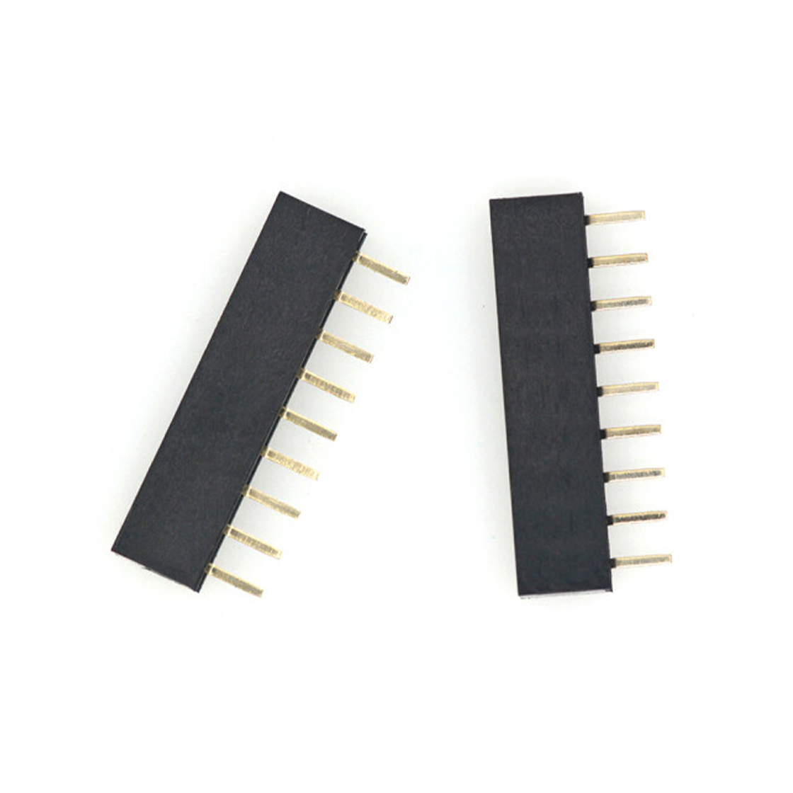 FH2541 排母连接器 Pitch 2.54mm 180° 单排 DIP Y型排母 09Pin 黑色 镀全金G/F