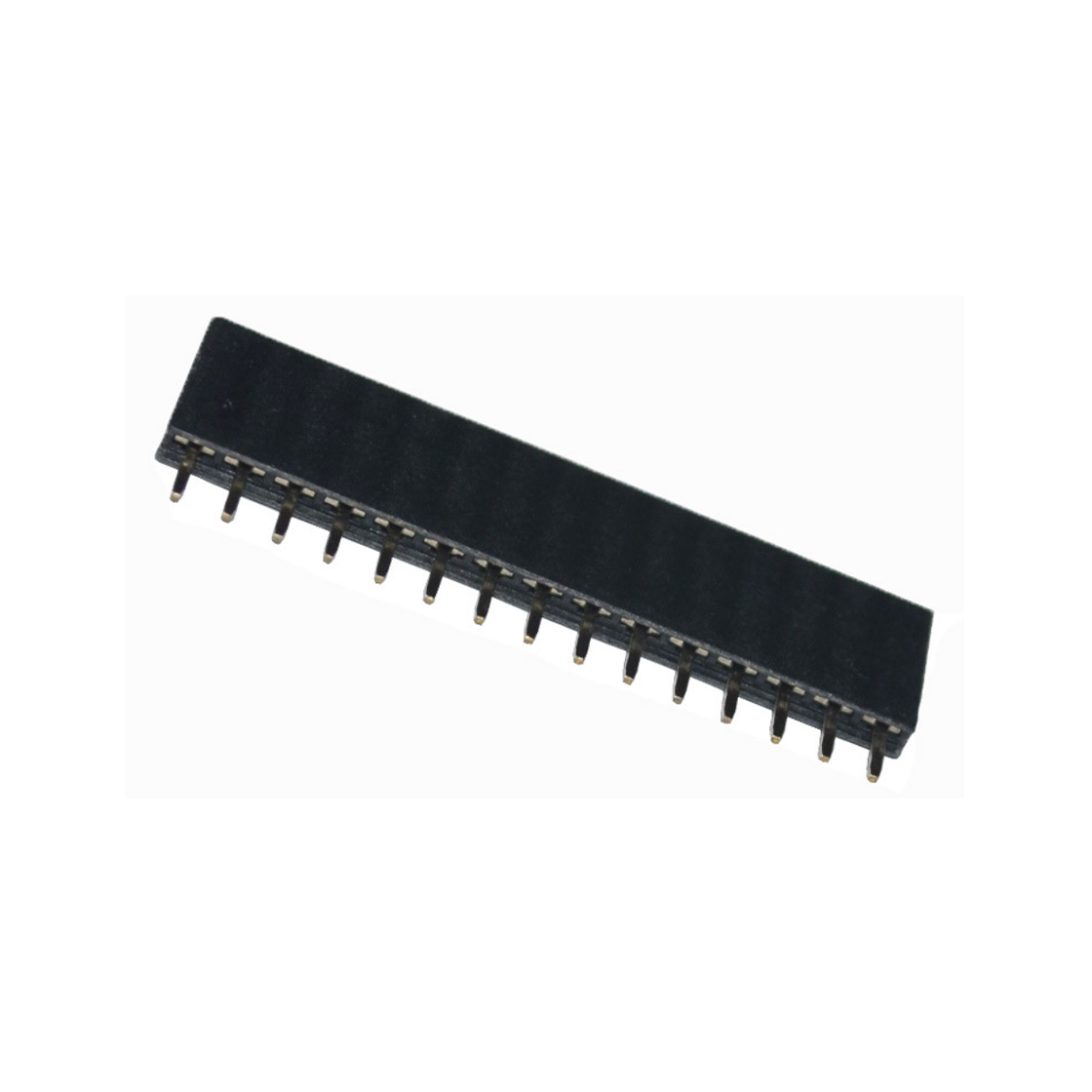 FH2541 排母连接器 Pitch 2.54mm 180° 单排 DIP Y型排母 15Pin 黑色 镀全金G/F