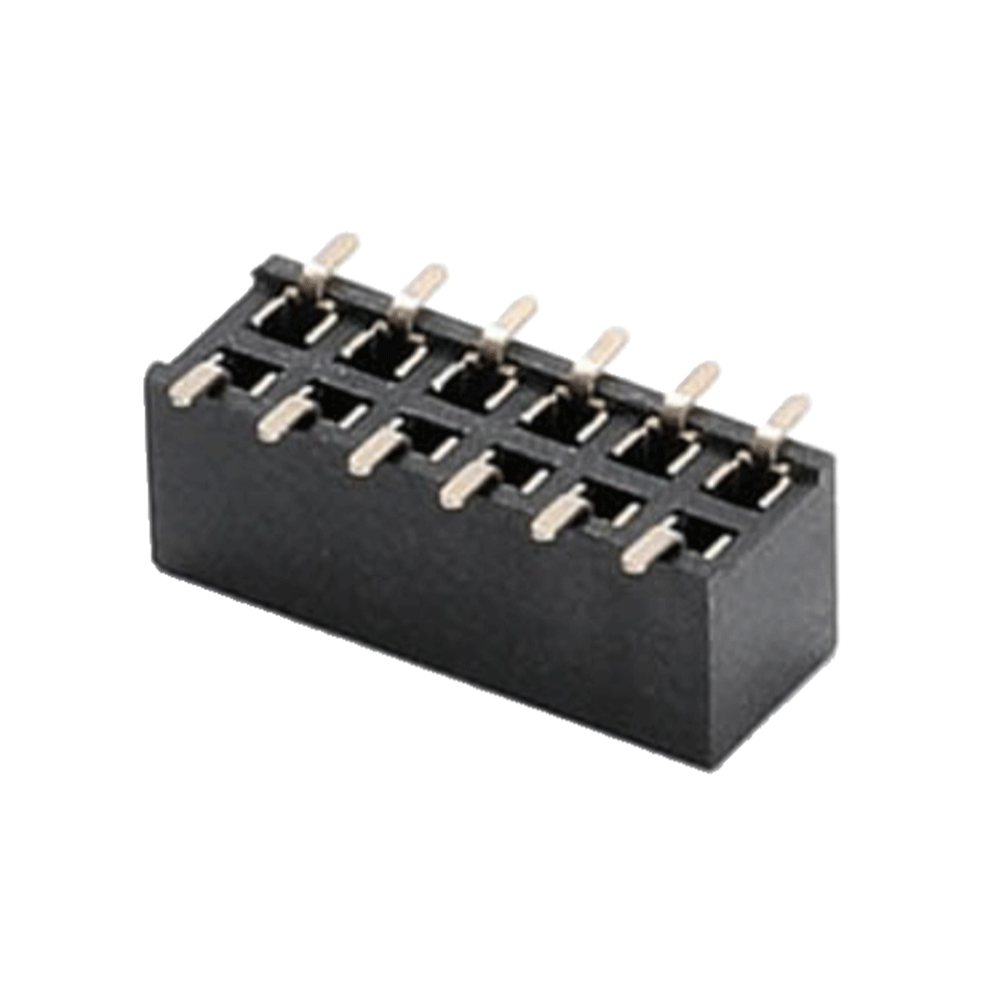 FH2541 排母连接器 Pitch 2.54mm 180°双排 SMT U型排母2X06Pin 黑色 镀全金G/F