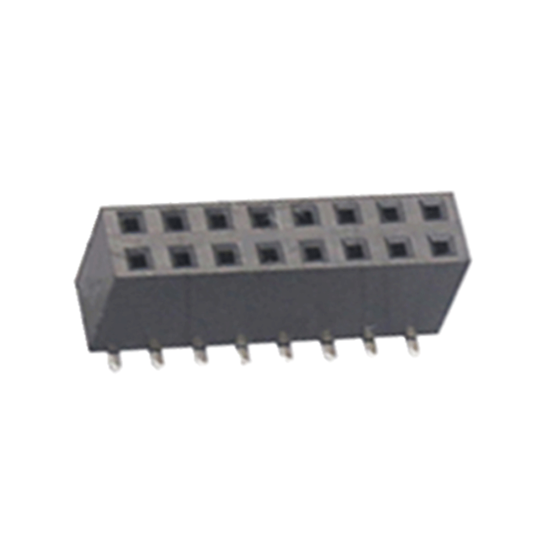 FH2541 排母连接器 Pitch 2.54mm 180°双排 SMT U型排母2X08Pin 黑色 镀全金G/F