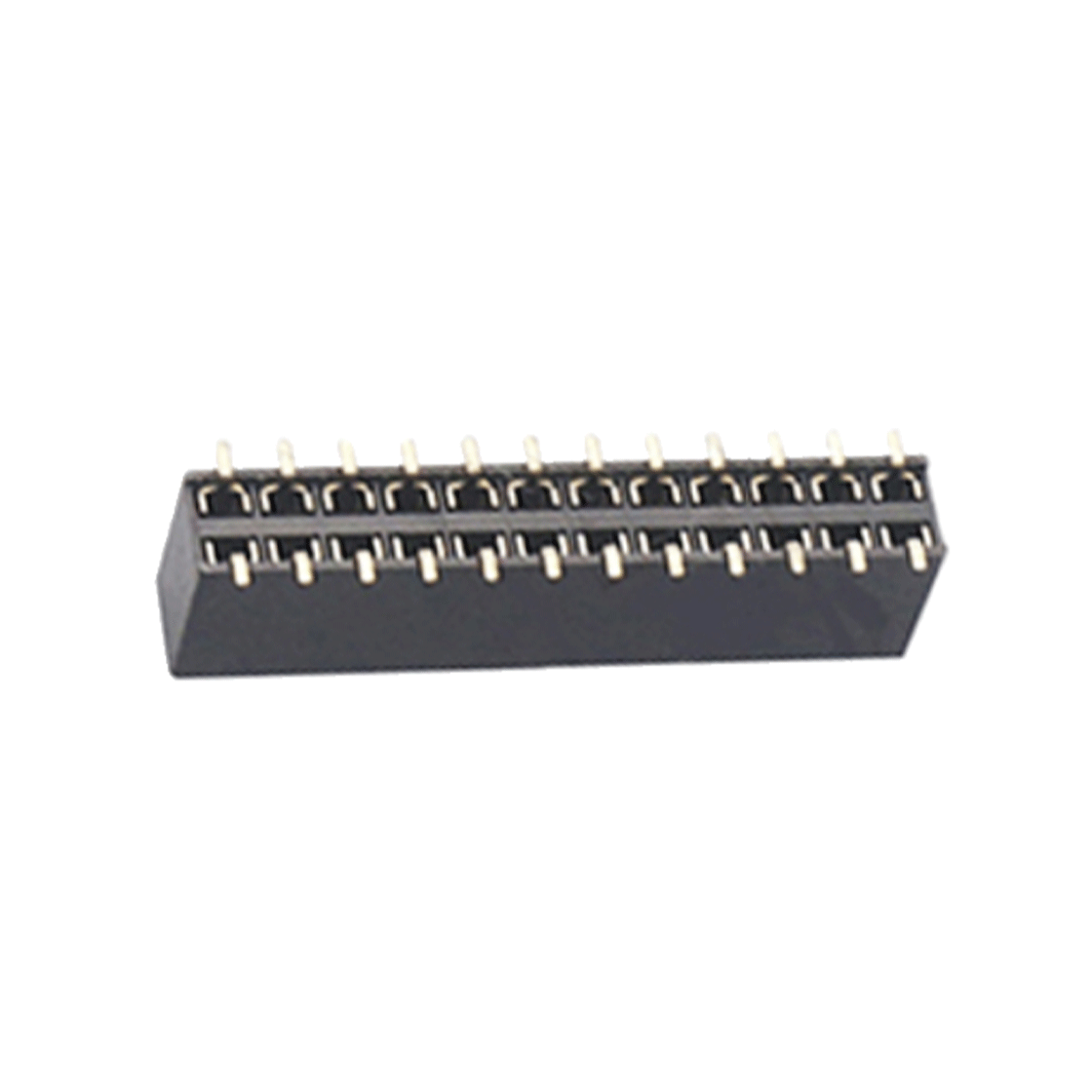 FH2541 排母连接器 Pitch 2.54mm 180° 双排 SMT U型排母2X12Pin 黑色 镀全金G/F