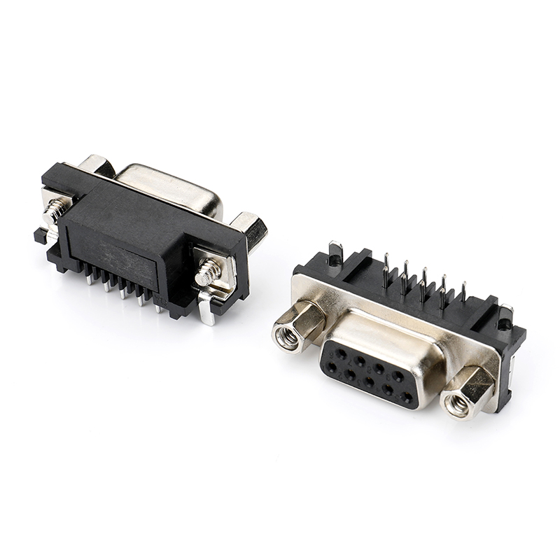 D-SUB连接器DR5.08 9F 90°DIP PA9T黑色 铆锁