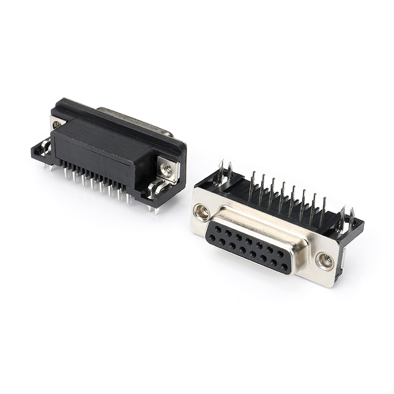 D-SUB连接器DR8.08 15F 90°DIP 黑胶 铆合 Sn