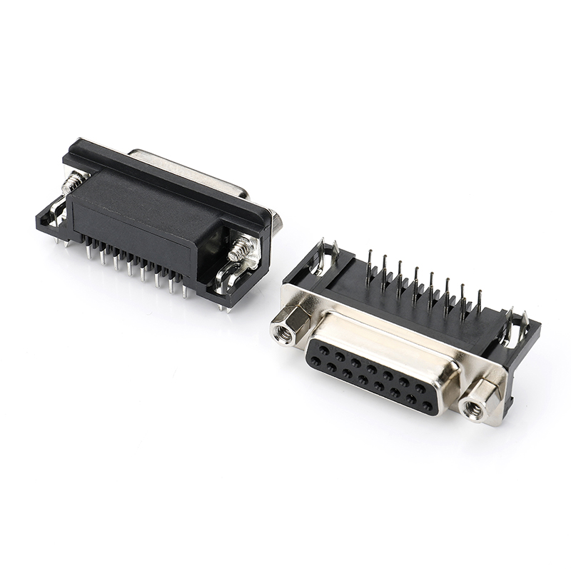 D-SUB连接器DR8.08 15F 90°DIP 黑胶 直锁 Sn 4.8螺丝