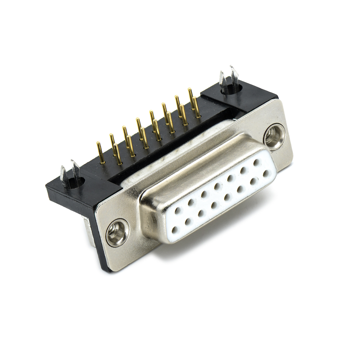 D-SUB连接器DR 15P/F 90°DIP 车针 大电流 黑塑胶支架