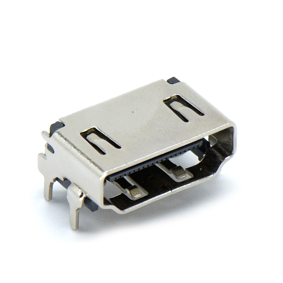 HDMI连接器A TYPE 母头 90°SMT 黑胶 外壳四脚插板 L=10.0mm