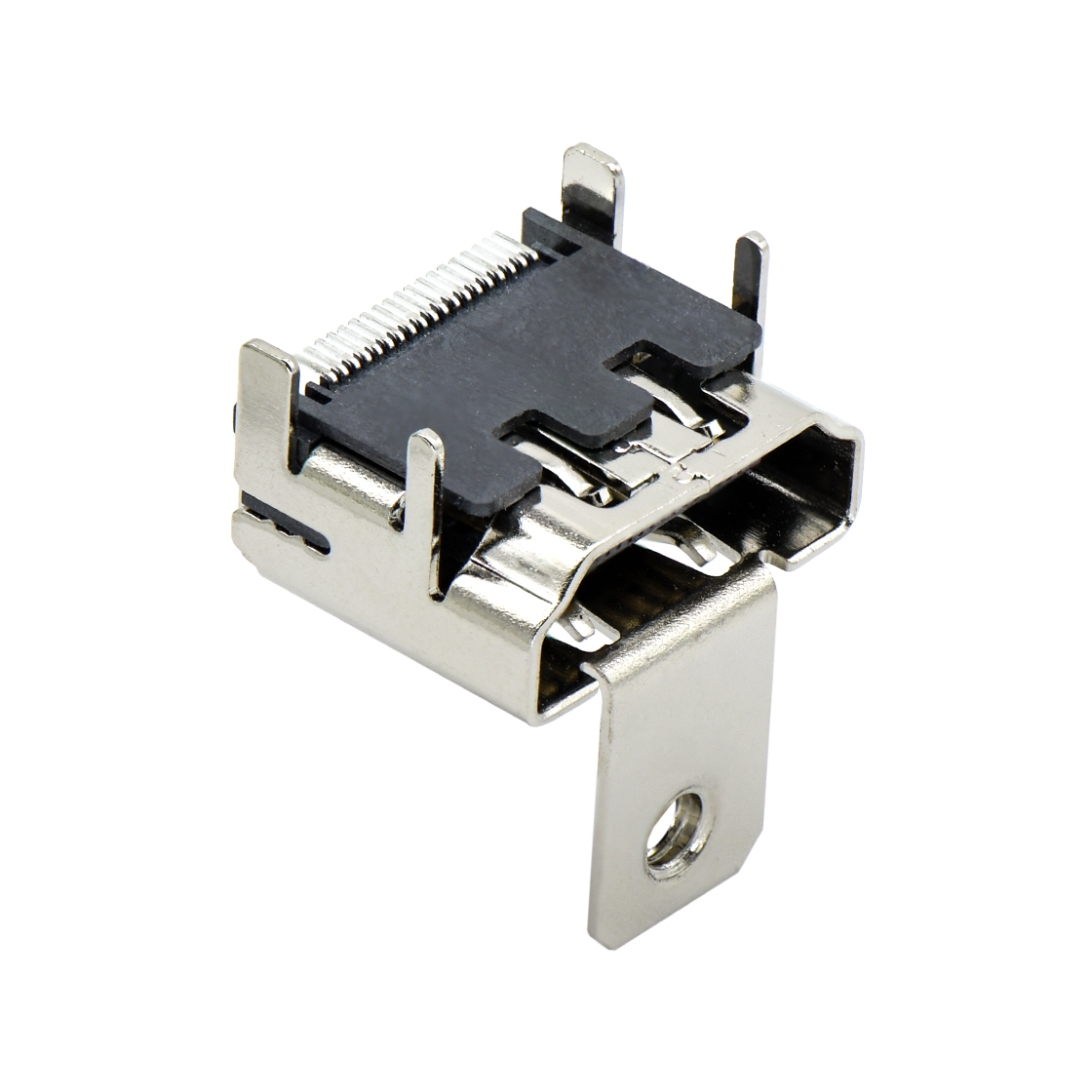 HDMI连接器2.1 A TYPE Female 90°SMT 外壳DIP 带法兰