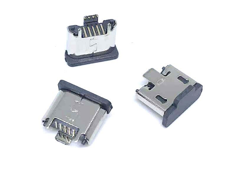 USB连接器MICRO USB 5P/F B TYPE 立贴 三脚插板 无边 L=5.15mm