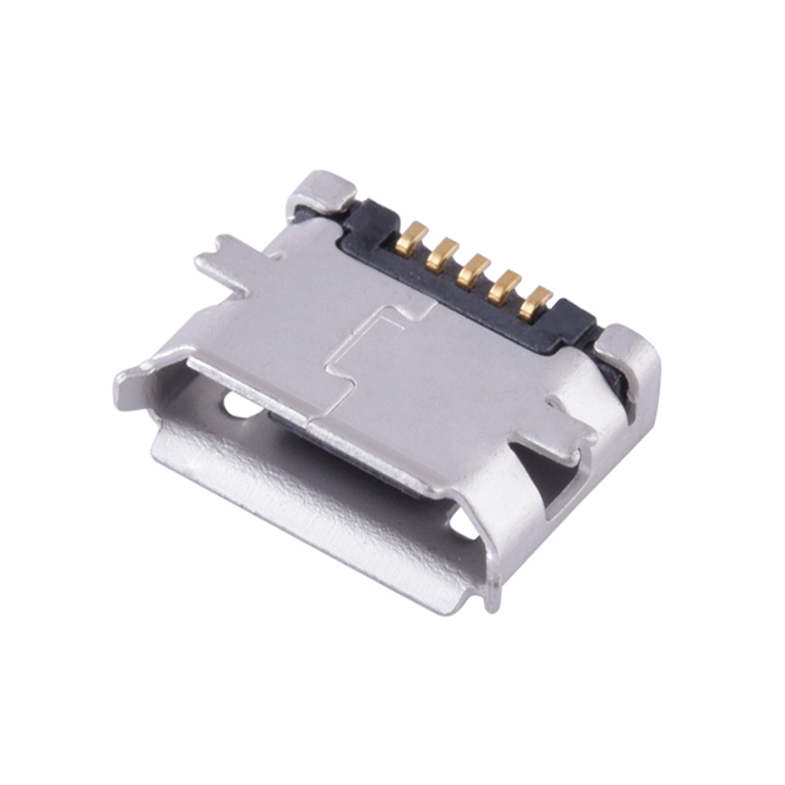 USB连接器MICRO USB 5P/F B TYPE 四脚全贴无柱有边