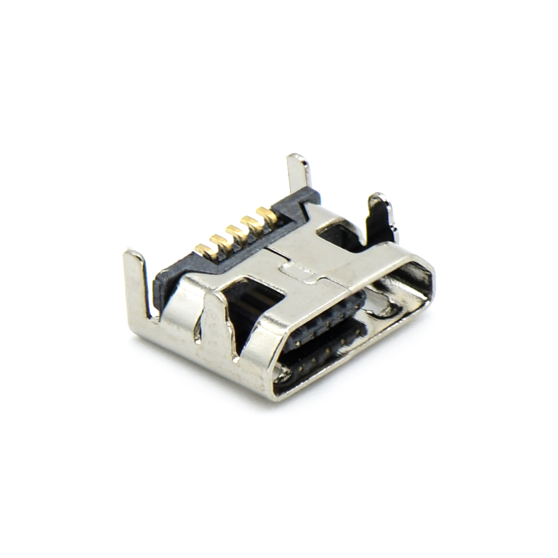 USB连接器Micro USB 5P/F B Type四脚插板 DIP7.15(0.8×0.9)mm 无边无柱