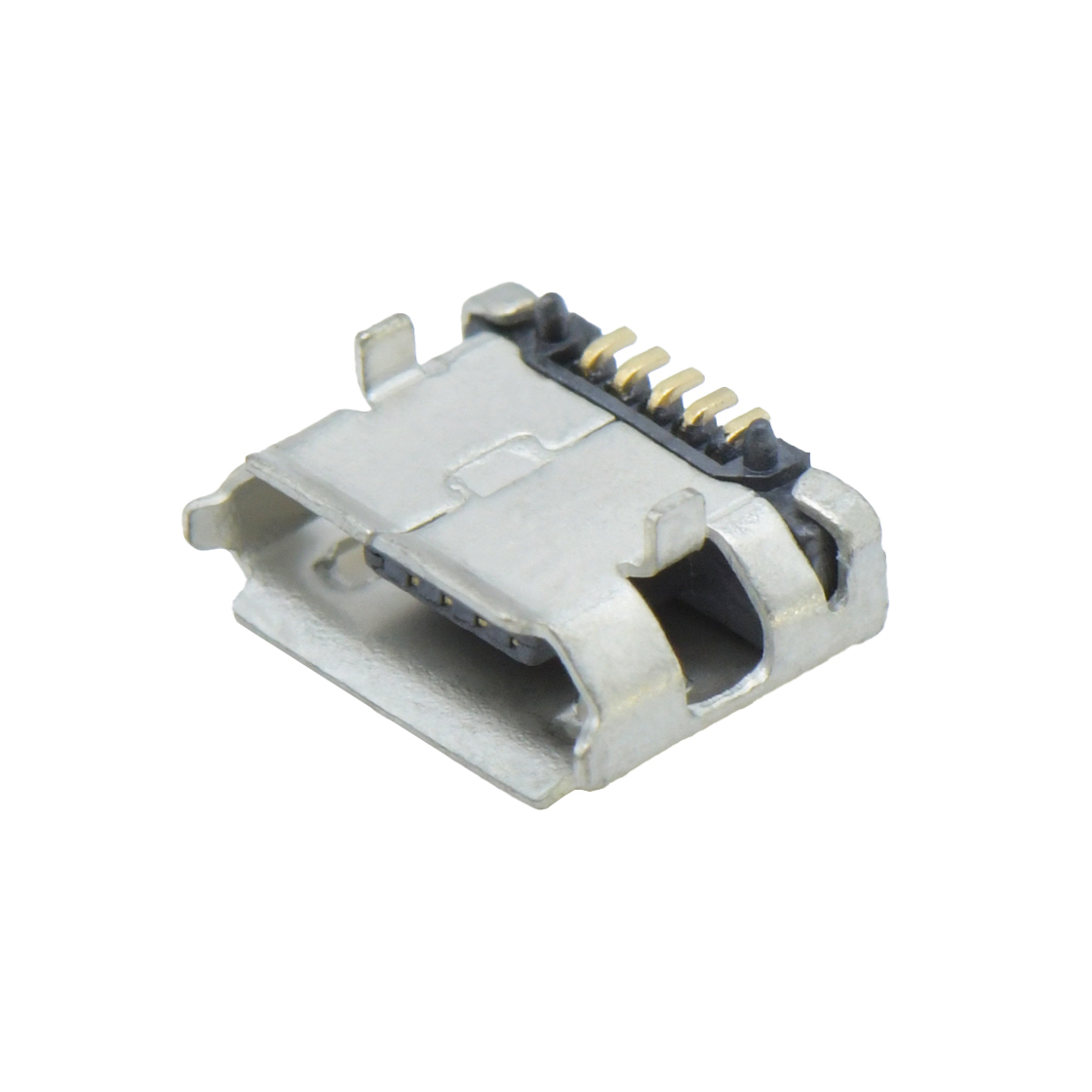 USB连接器MICRO USB 5P/F B TYPE 前插后贴5.65(0.8×0.9)mm 有边有柱