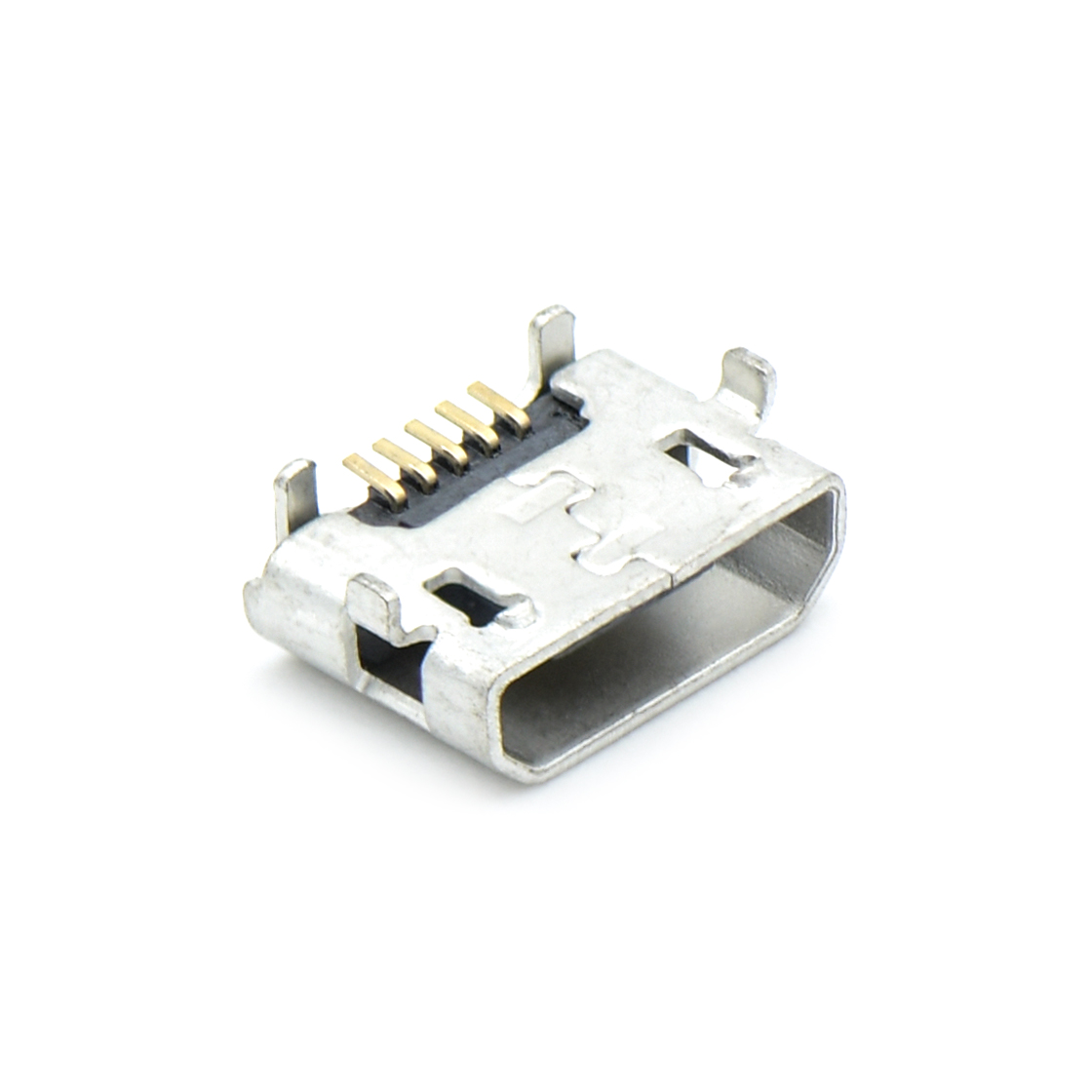USB连接器MICRO USB 5P/F B TYPE 反向牛角内DIP 0.6(7.7×5.3)mm 无卷边