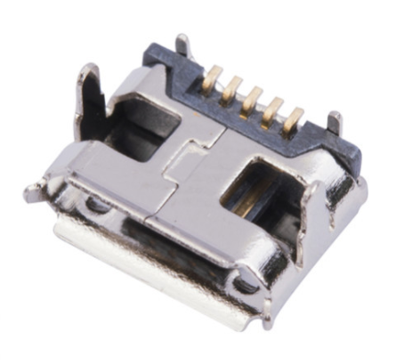 USB连接器MICRO USB 5P/F B TYPE 牛角外DIP 0.9(7.15*4.85)mm 有边