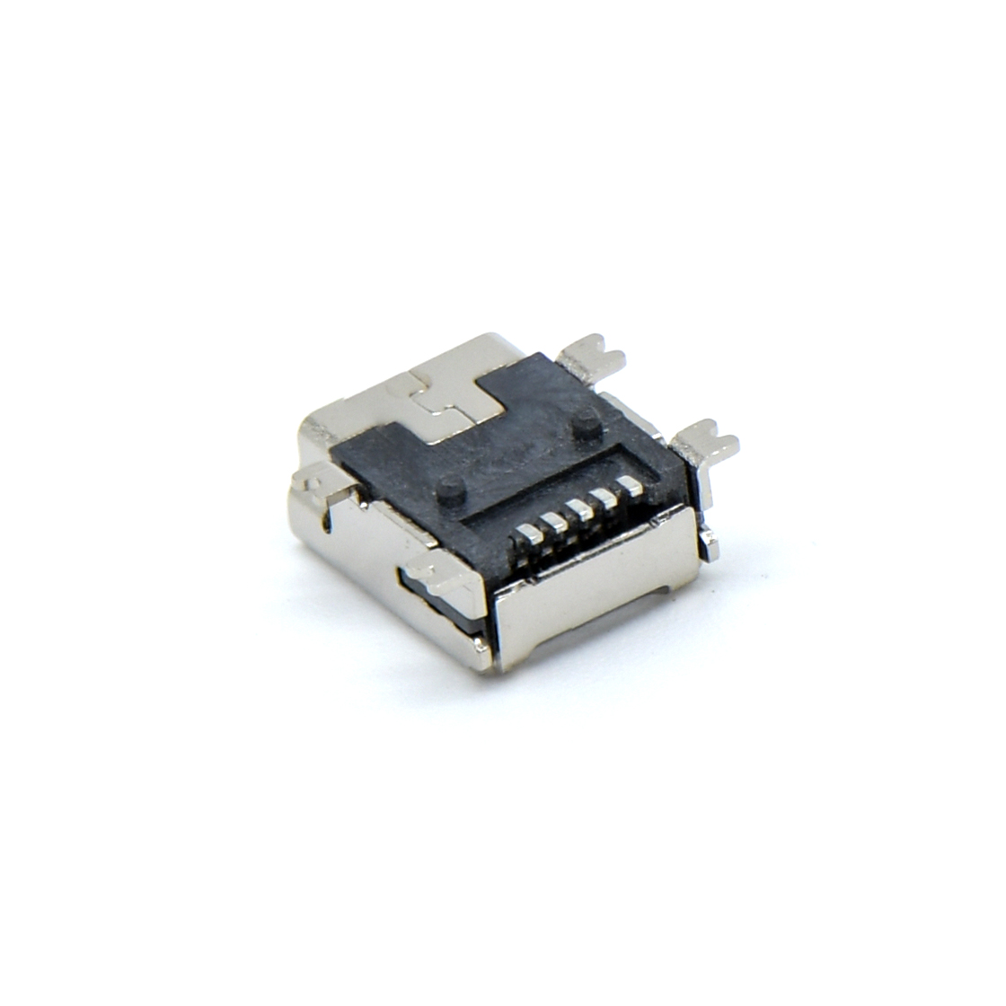 USB连接器MINI USB 5P/F B TYPE SMT贴板式 四脚贴板 有柱