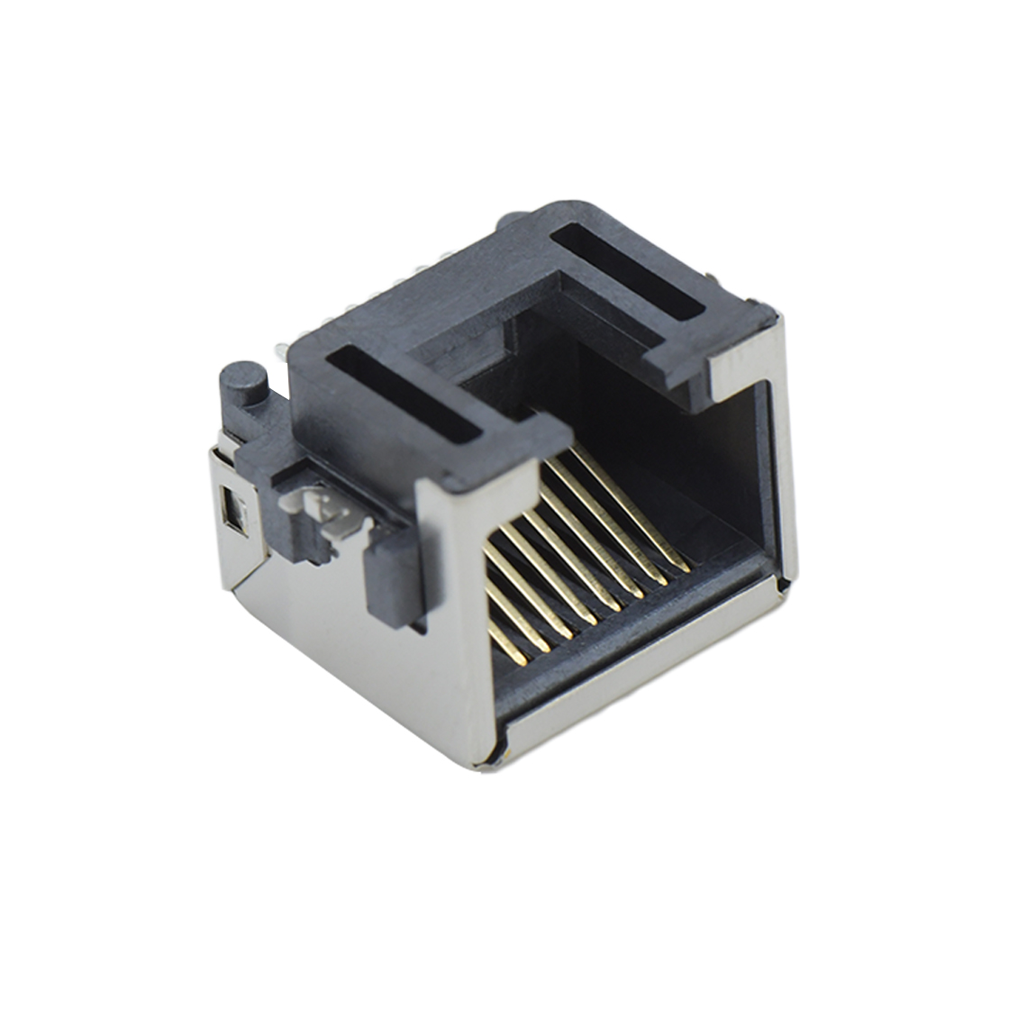 RJ连接器 RJ45 8P8C 反向 SMT沉板式8.6mm 带壳全包 无灯 两脚插板