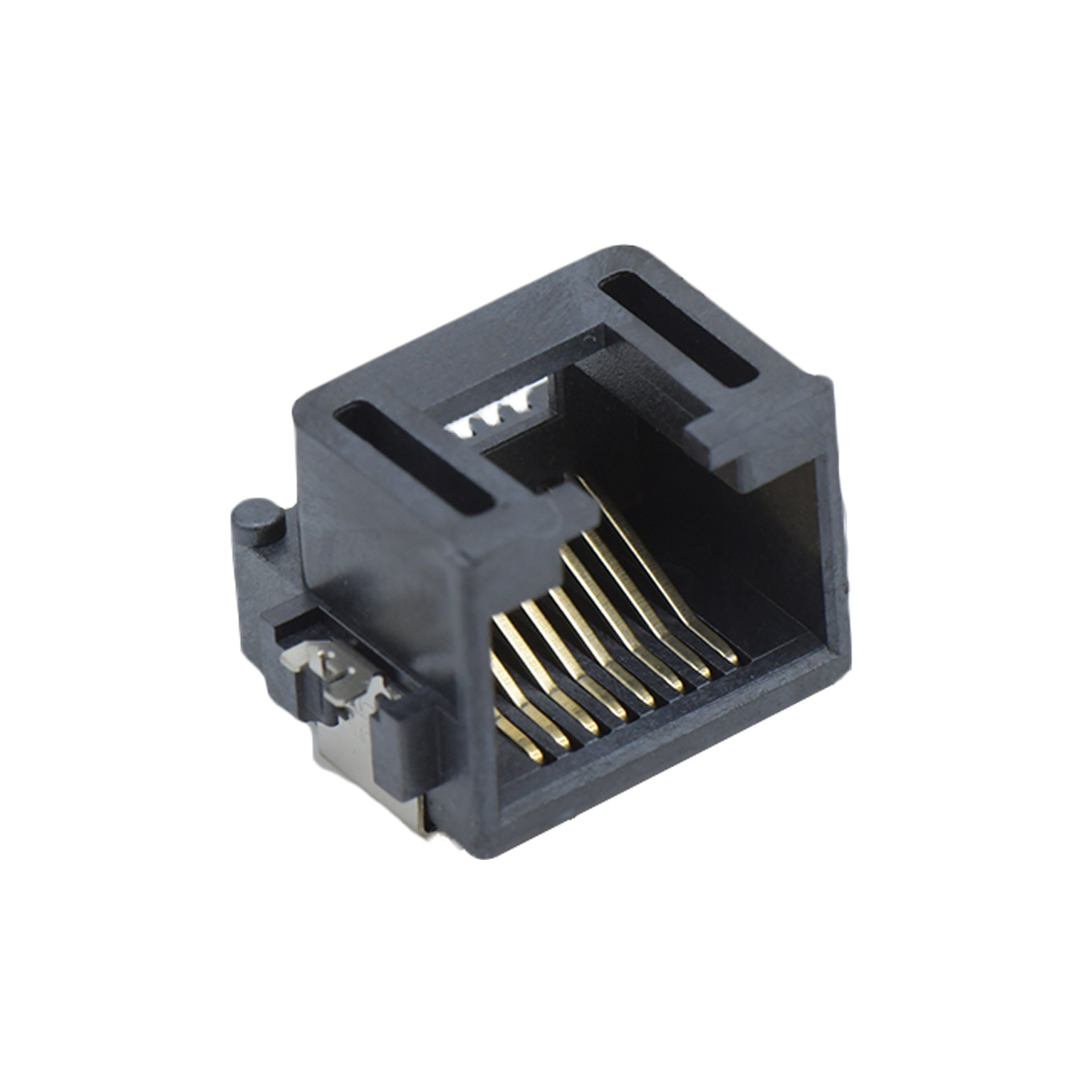 RJ连接器 RJ45 8P8C 反向 SMT沉板式5.5mm 带壳中包 无灯 两脚插板