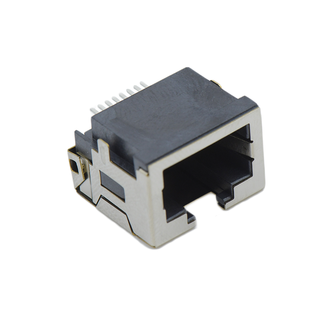 RJ连接器 RJ45 8P8C SMT沉板式8.5mm 带壳全包 无灯 两脚插板