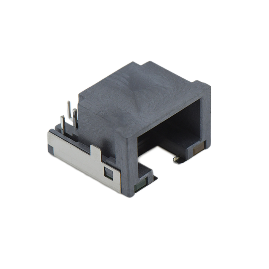 RJ连接器 RJ45 8P8C DIP沉板式4.3mm 带壳半包 两脚插板 带灯(左琥珀右绿)
