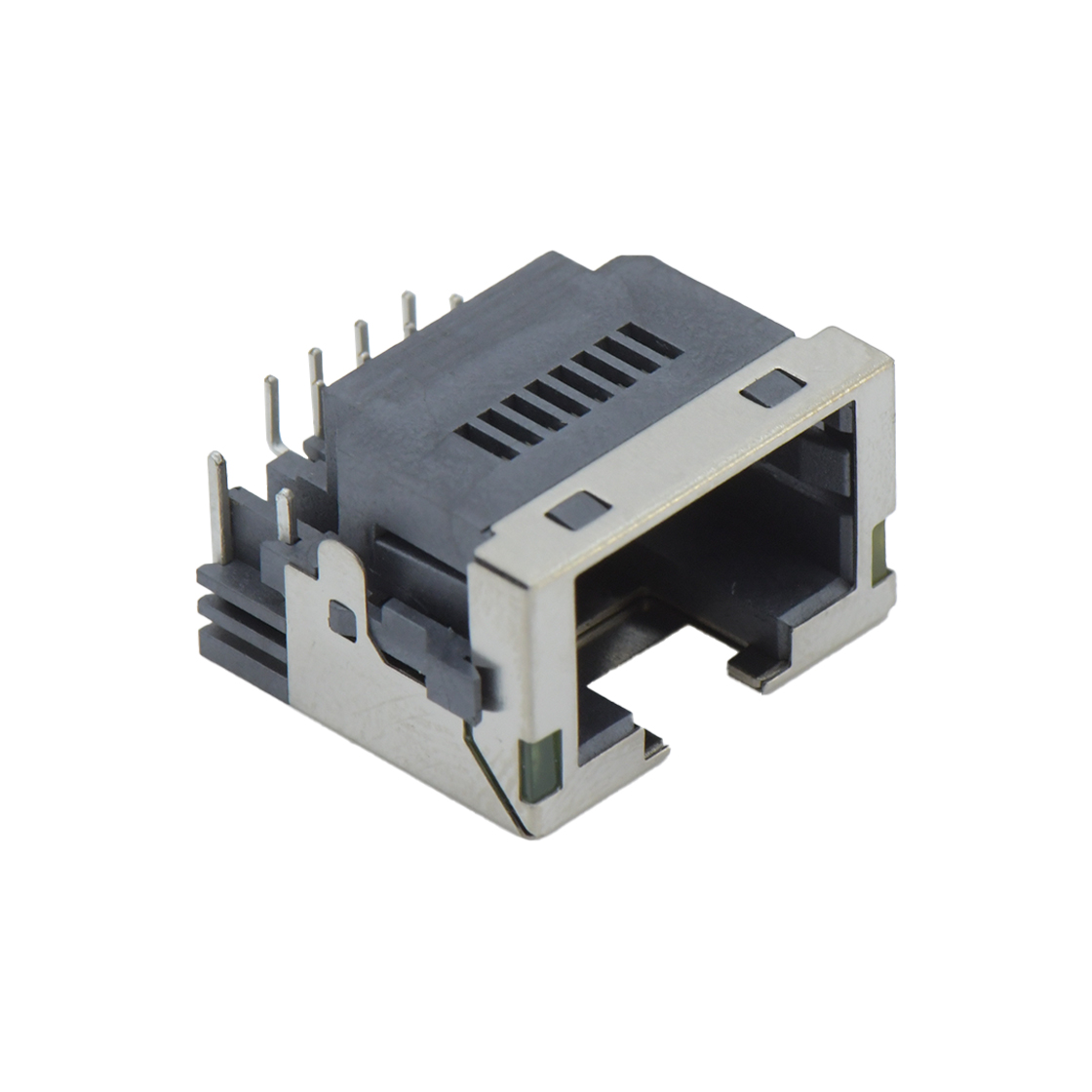 RJ连接器 RJ45 8P8C DIP沉板式5.8mm 带壳半包 带灯(左黄右绿)