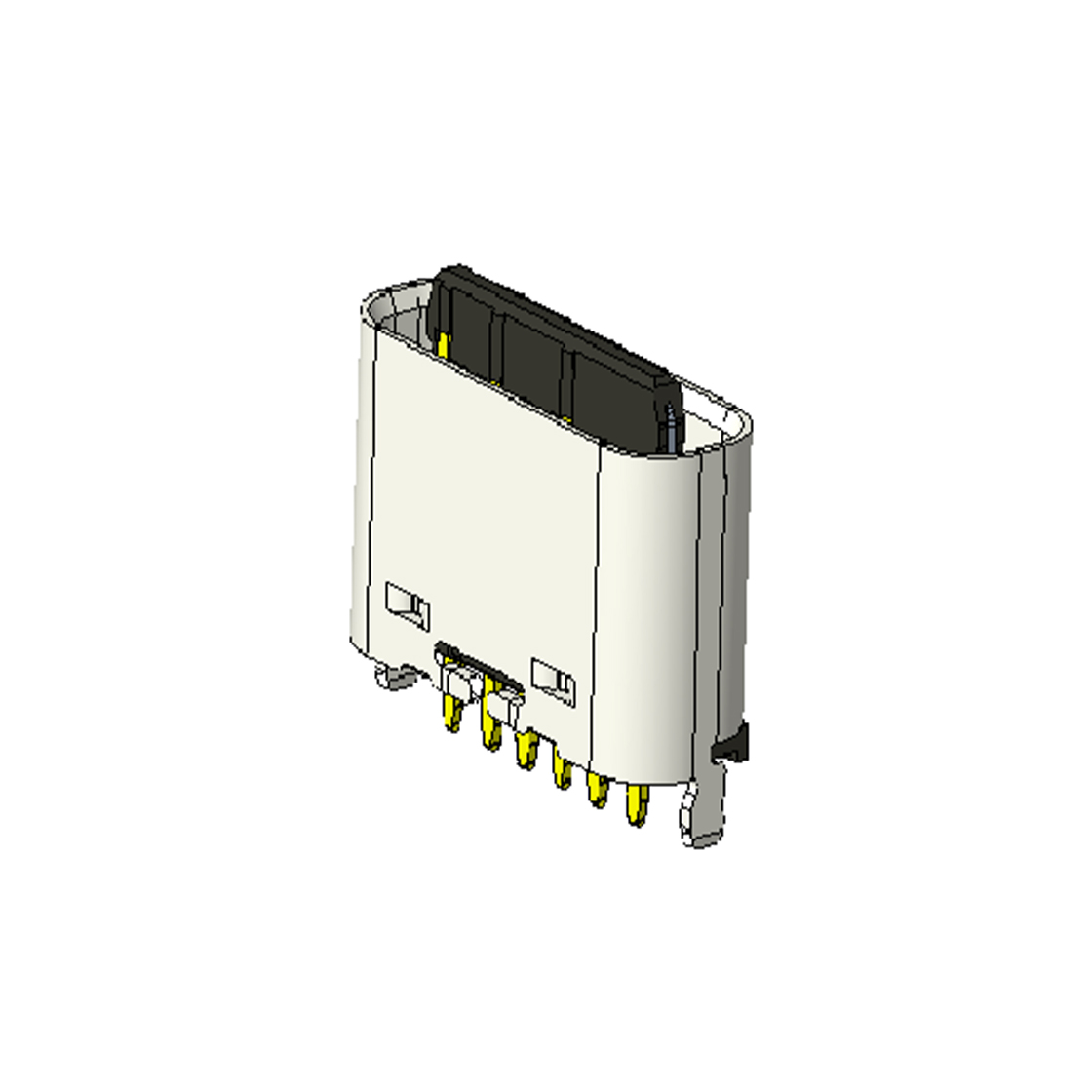USB连接器TYPE C 6P/F 立插 H=6.8mm 两脚插板
