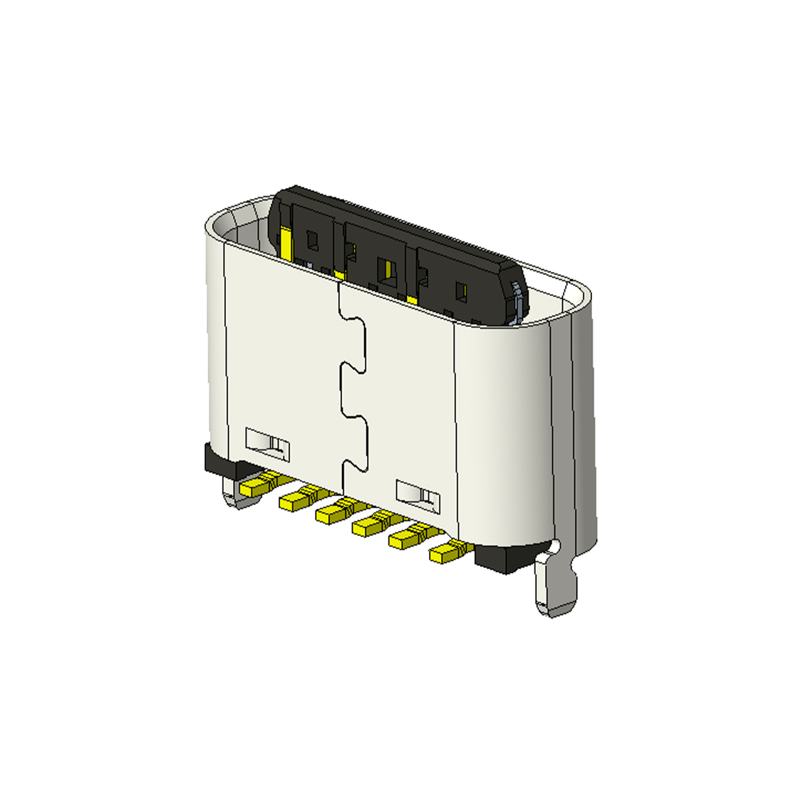 USB连接器TYPE C 6P/F 立贴 H=5.5mm 两脚插板