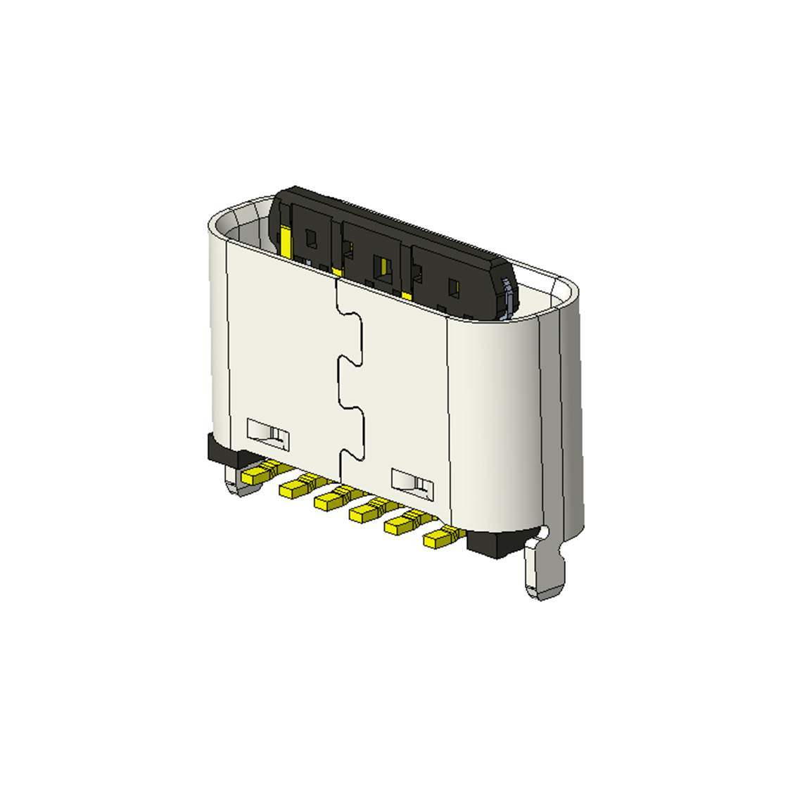 USB连接器TYPE C 6P/F 立贴 H=6.0mm 两脚插板