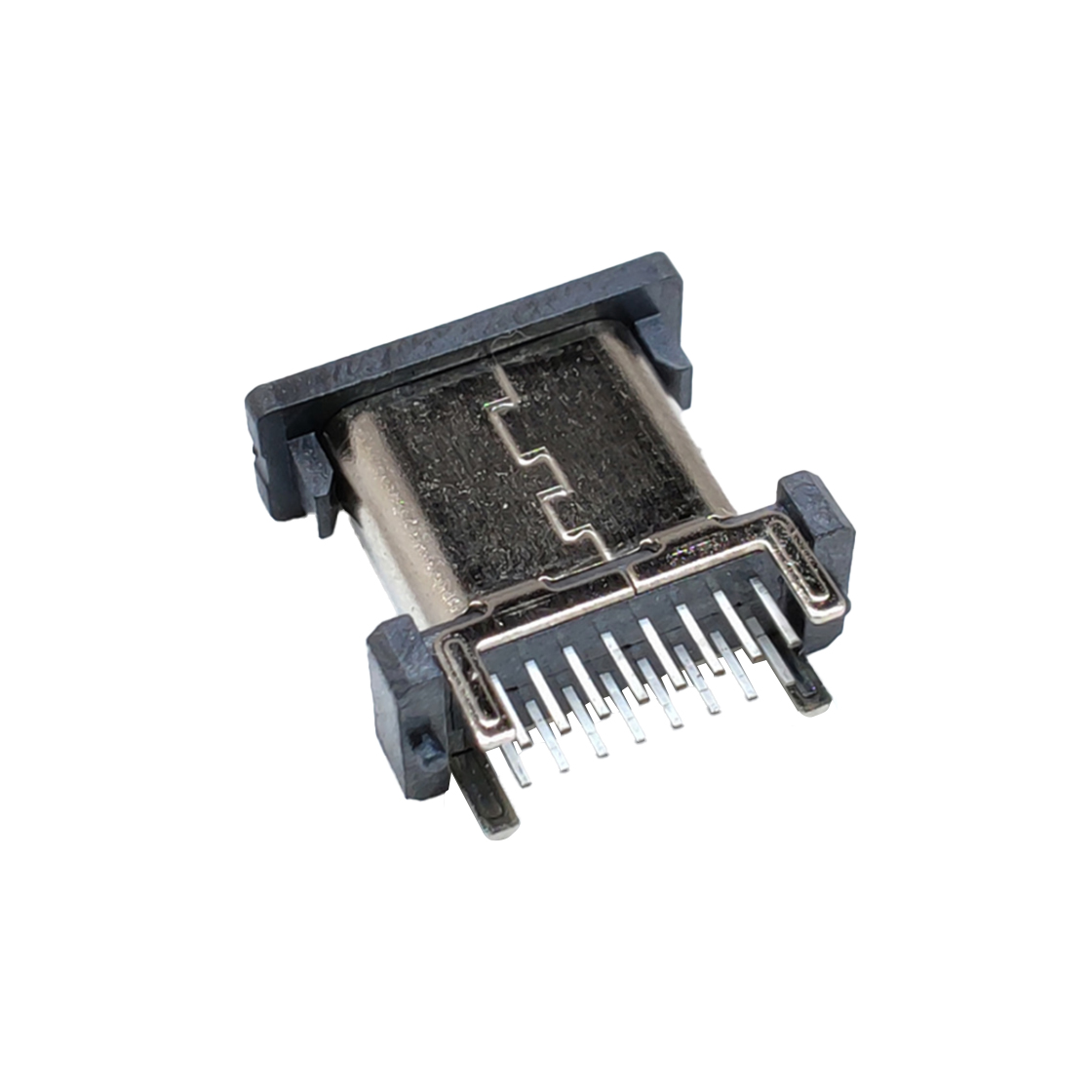USB连接器TYPE C 16P/F 立插 四脚插板 L=8.8mm