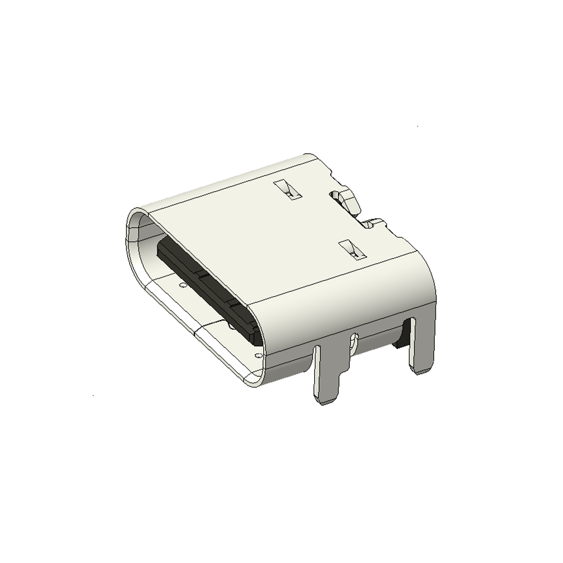 USB连接器TYPE C 6P/F SMT贴板式 四脚插板 脚高1.0mm L=6.50mm