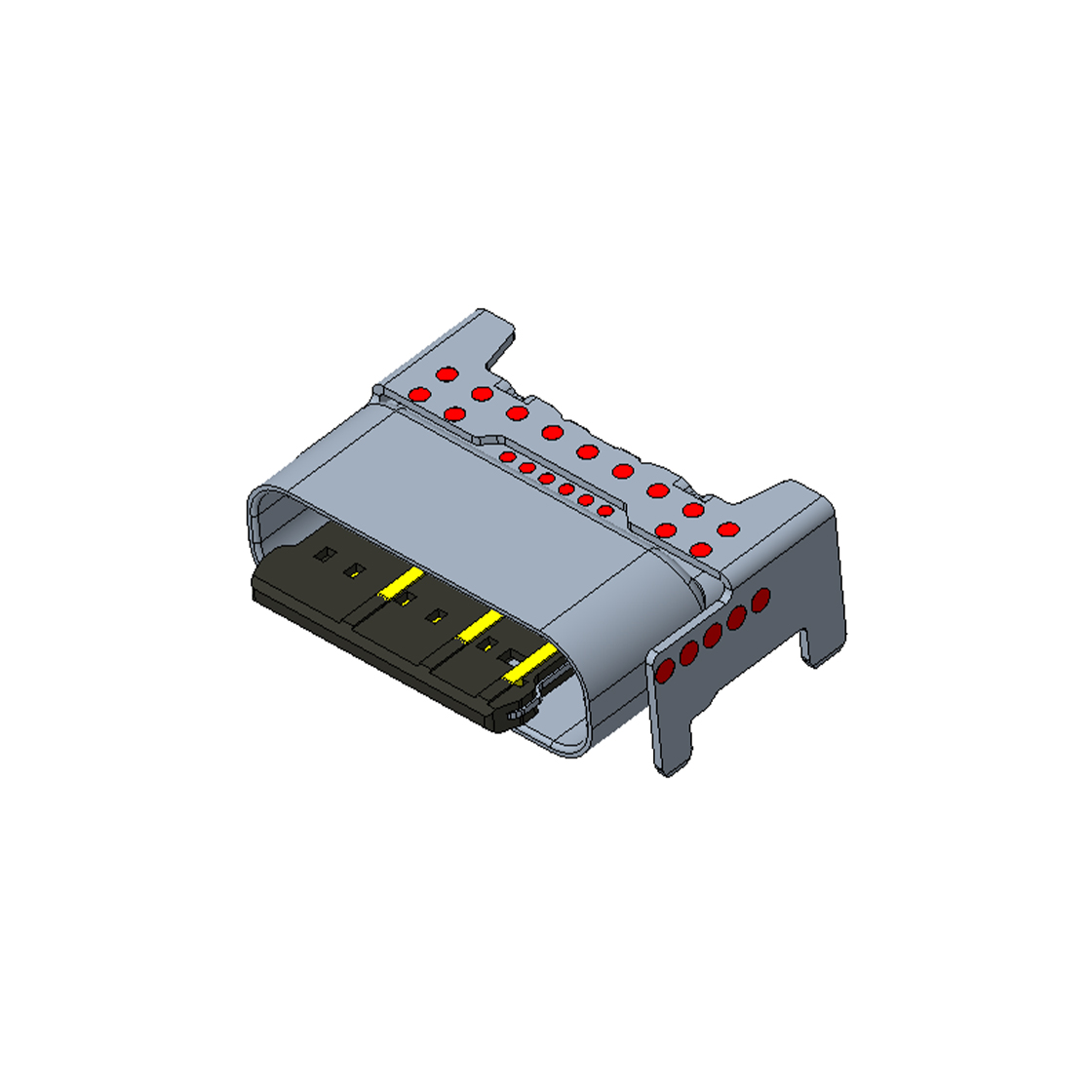 USB连接器TYPE C 6P/F SMT贴板式 四脚插板 L=6.50mm 防水IPX8