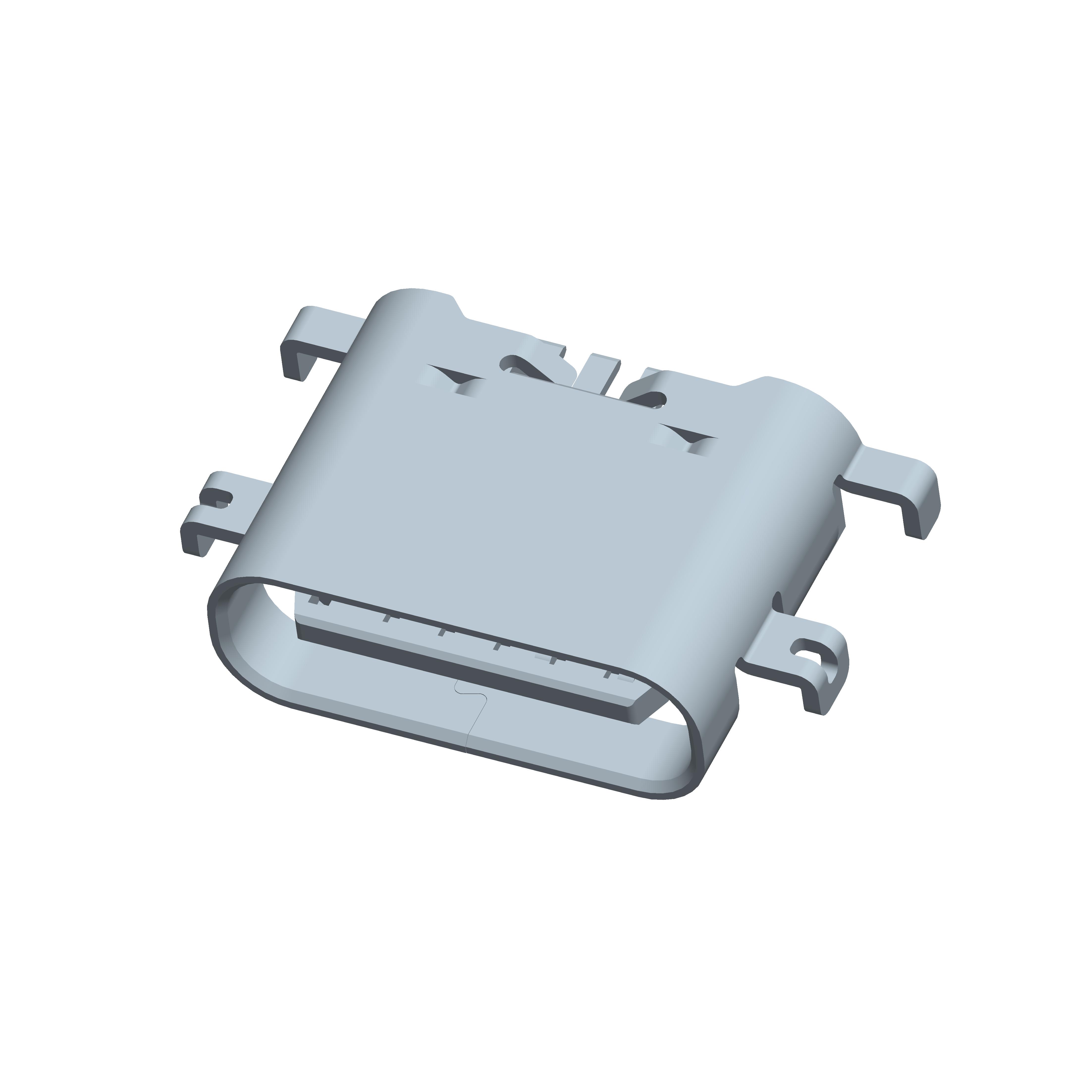USB连接器Type-C 6P/F SMT 沉板式1.6mm 外壳四脚插板 无弹