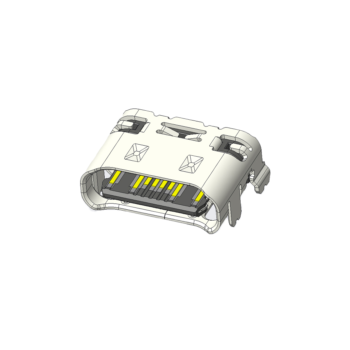 USB连接器TYPE C 16P/F SMT贴板式 四脚插板 脚高0.45mm L=6.8mm