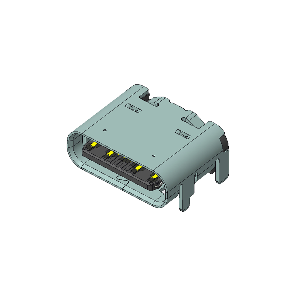 USB连接器TYPE C 16P/F SMT贴板式 四脚插板 L=6.80mm