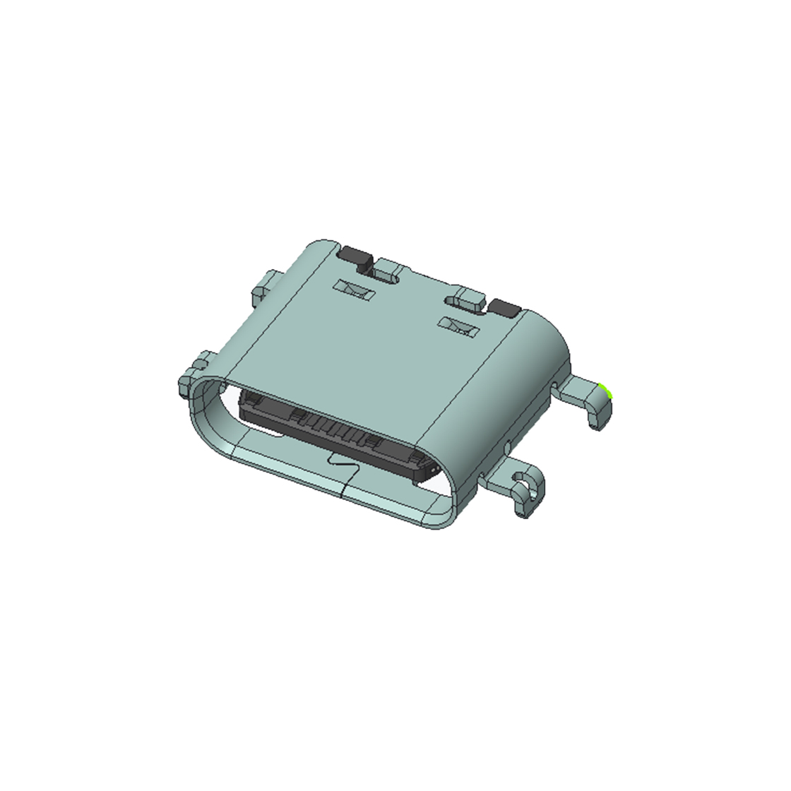 USB连接器TYPE C 16P/F SMT沉板式0.80mm 四脚插板 两脚中心距11.26mm L=6.9m