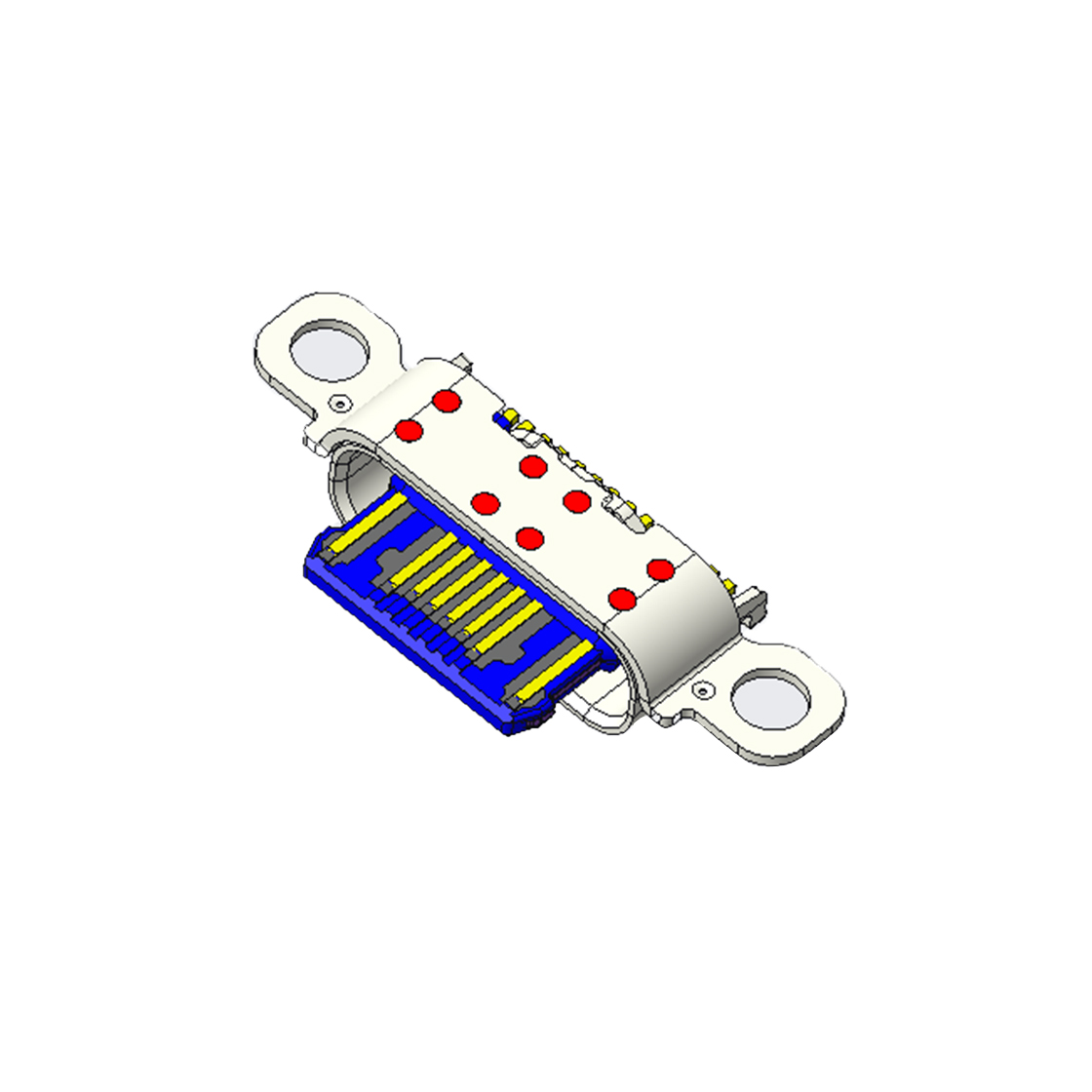 USB连接器TYPE C 16P/F SMT沉板式1.78mm 两脚插板 带锁孔