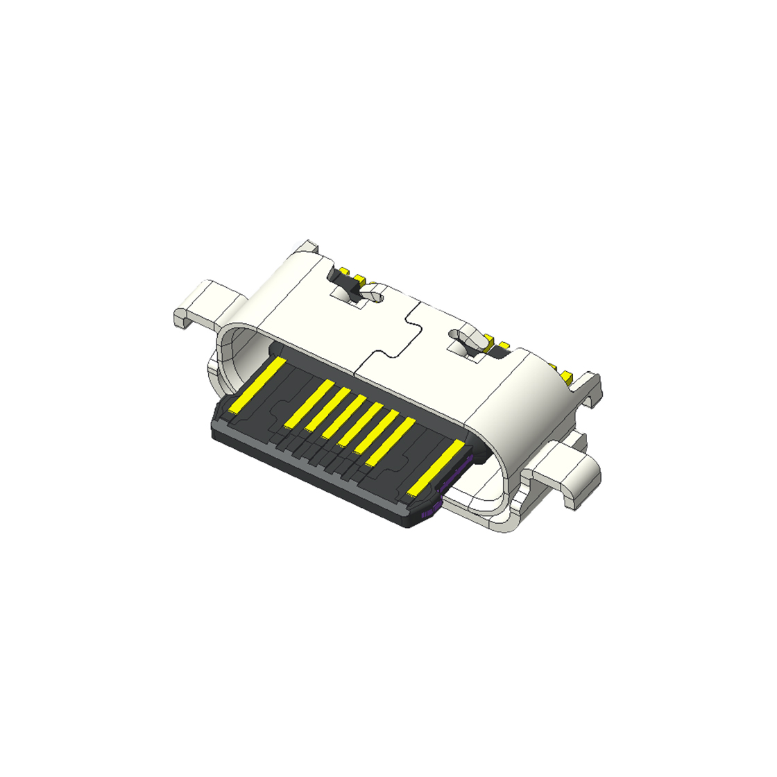 USB连接器TYPE C 16P/F SMT沉板式1.48mm 四脚插板