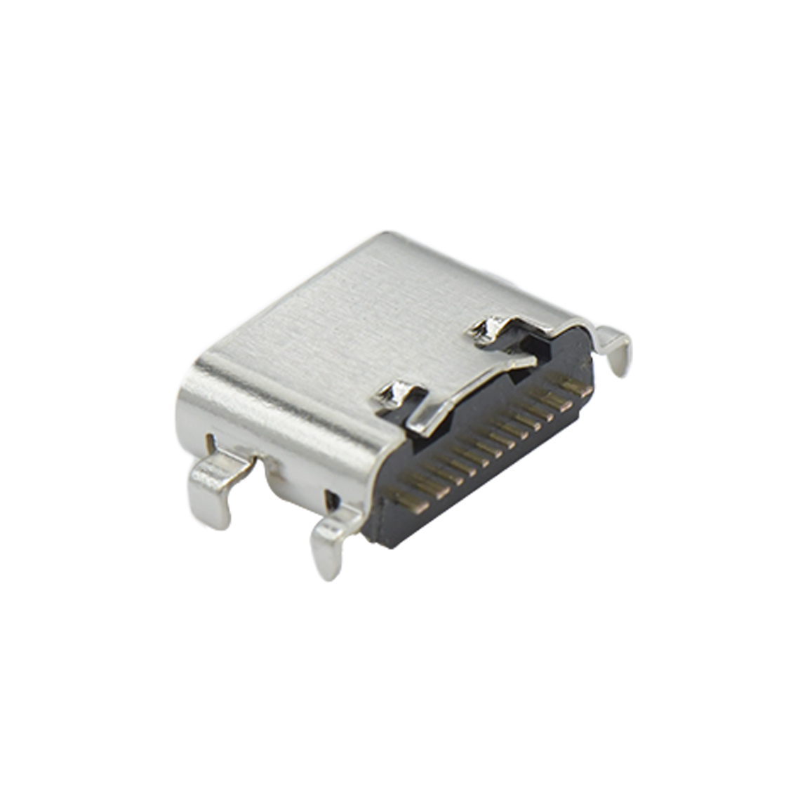 USB连接器TYPE C 16P/F SMT沉板式0.8mm 四脚插板 两脚中心距11.25mm L=6.5mm