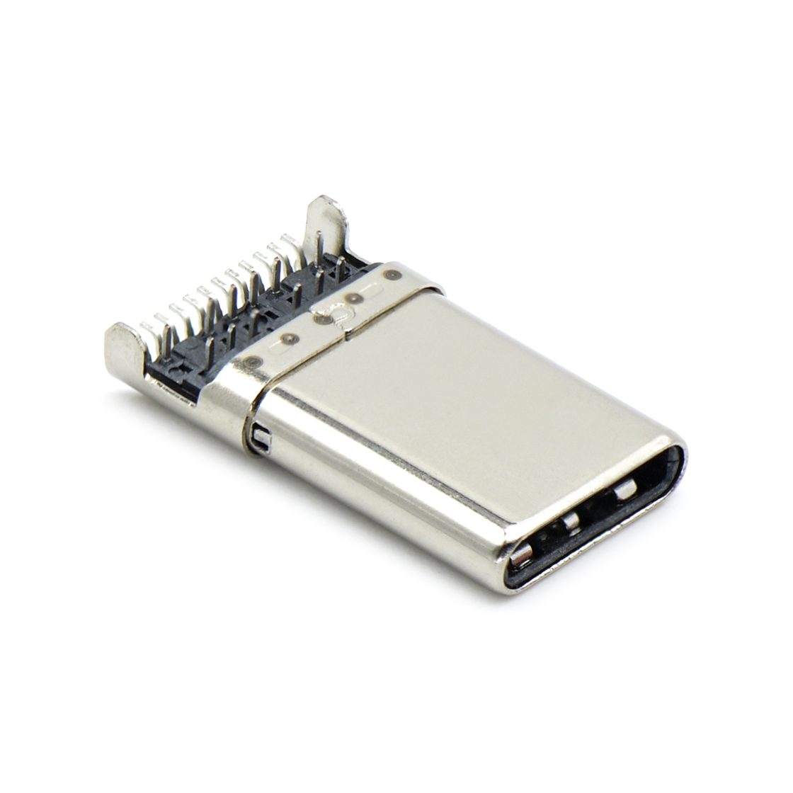 USB连接器Type-C 24P/M 前插后贴 沉板式0.25mm 外壳两脚插板 拉伸壳