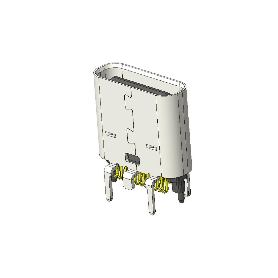 USB连接器TYPE C 24P/F 立贴 H=9.3mm 外壳脚长1.65mm 有柱