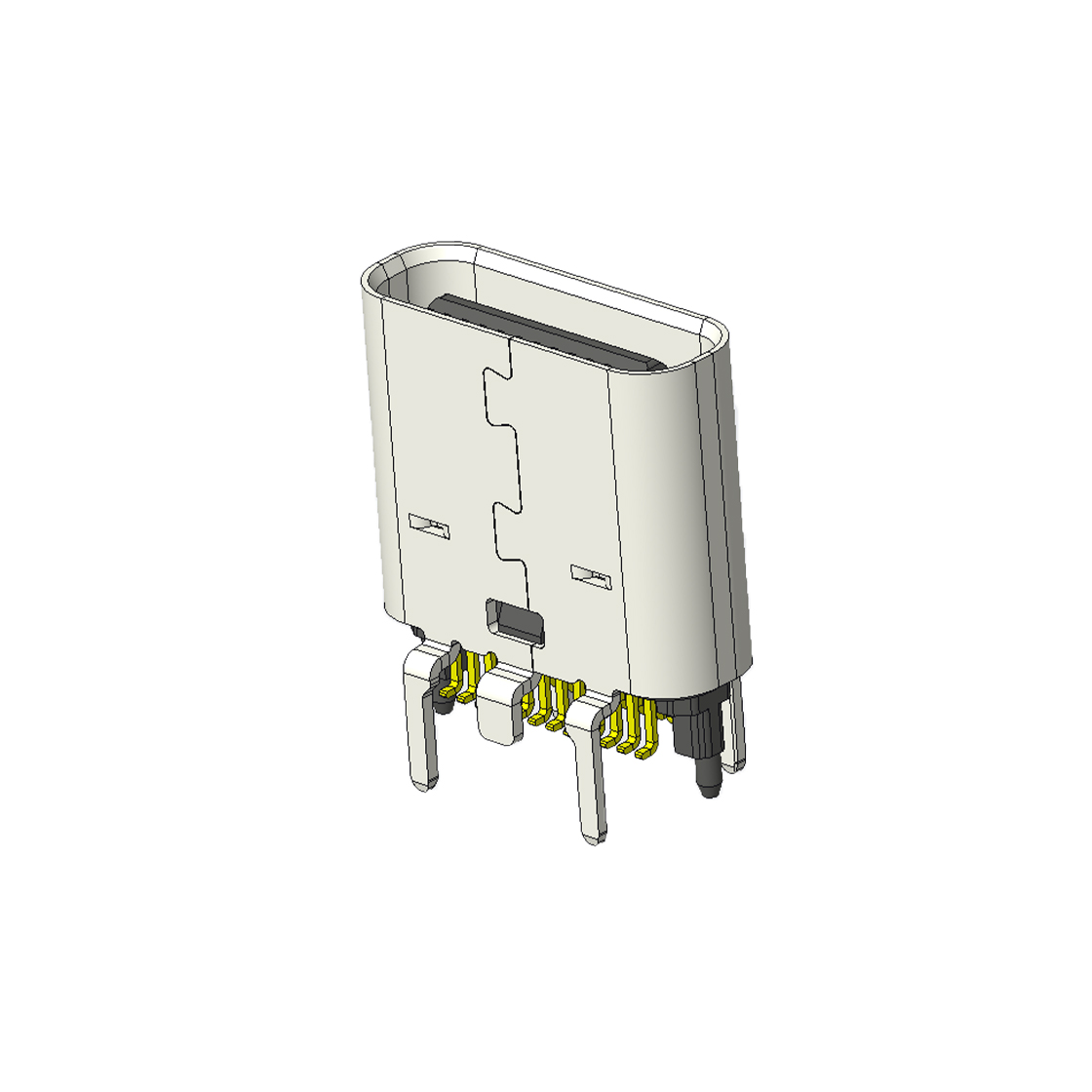 USB连接器TYPE C 24P/F 立贴 H=10.5mm 外壳脚长2.65mm 有柱