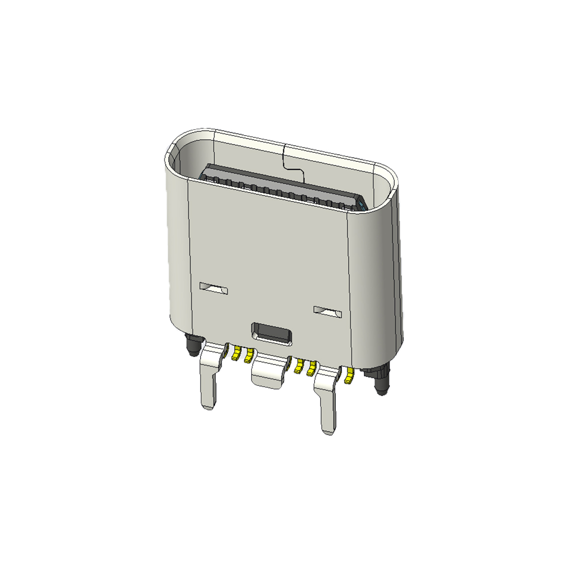 USB连接器TYPE C 24P/F 立贴 H=8.8mm 外壳脚长1.65mm 有柱