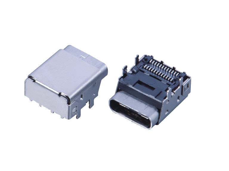USB连接器TYPE C 24P/F SMT 四脚插板 脚高H=1.50mm L=11.10mm